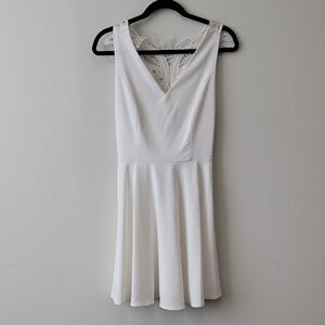 Altar'd State White Emboidered Lace Back Fit and Flare Mini Dress